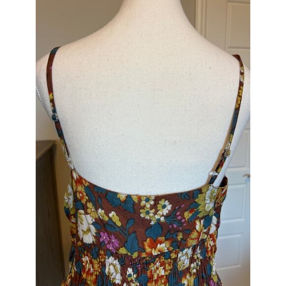 Shana | 100% Cotton Floral Spagetti Strap Smock Waist Dress | Large - Picture 11 of 14